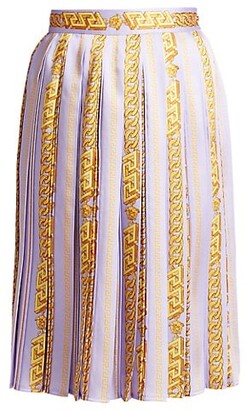 Versace Chain Print Pleated Midi Skirt