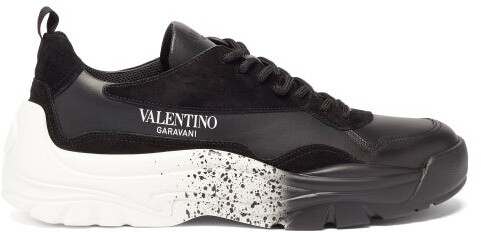 Valentino Garavani Gumboy Spray-sole Leather Trainers - Black White -  ShopStyle Sneakers \u0026 Athletic Shoes