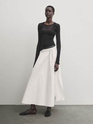 Massimo Dutti Voluminous Poplin Midi Skirt - ShopStyle
