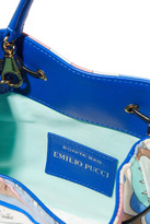 Thumbnail for your product : Emilio Pucci Bonita Woven Straw-paneled Printed Satin-twill Bucket Bag