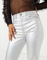 Thumbnail for your product : Topshop straight leg jeans in irridescent silver
