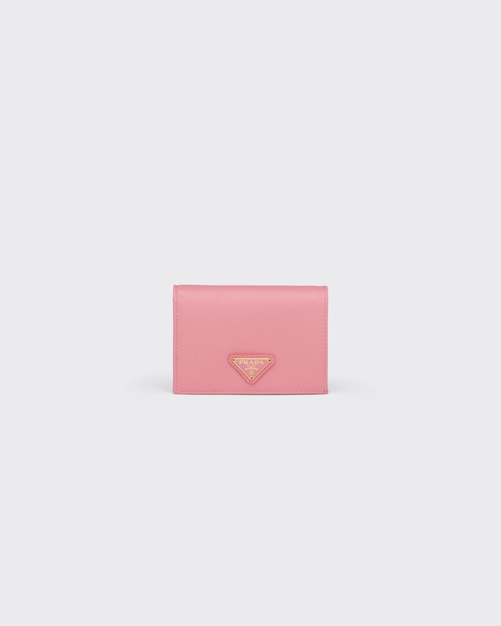 Alabaster Pink Small Saffiano Leather Wallet, PRADA