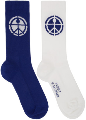 Rassvet Blue and White Jacquard Socks