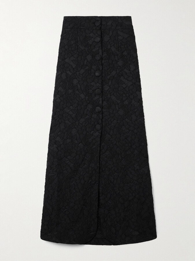 D’ESTRËE DESTREE - Ivan Floral-jacquard Maxi Skirt - Black