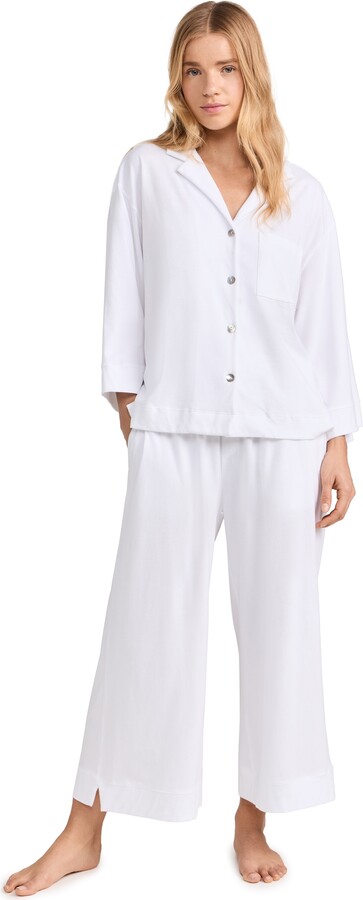 Petite Plume Luxe Pima White Wide Leg Pajama