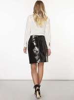 Thumbnail for your product : Black Leather Look and Velvet A-Line Skirt
