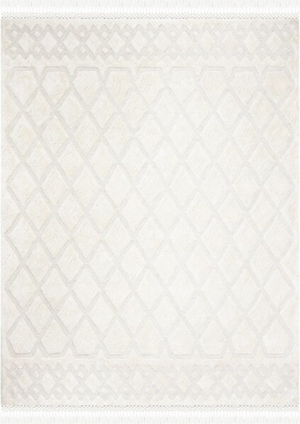 Safavieh CasablancaW/TasselsCSB651HandTuftedIndoorAreaRug-Ivory-9'x12'