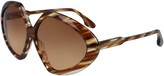 Thumbnail for your product : Victoria Beckham 64mm Gradient Oversize Guilloche Geometric Sunglasses