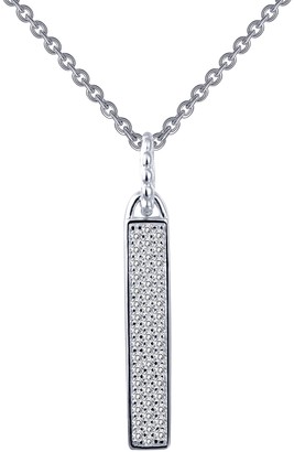 Lafonn Platinum Over Sterling Silver Simulated Diamond Inside Out Micro Pave Bar Pendant Necklace
