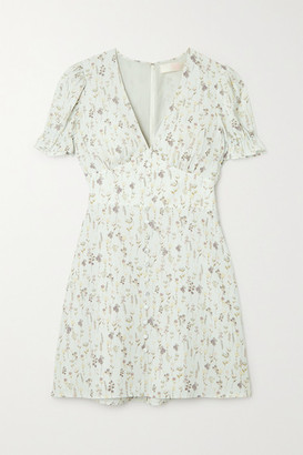 white printed crepe dress