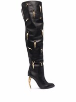 Thumbnail for your product : Roberto Cavalli Horn-Charm Over-The-Knee Leather Boots