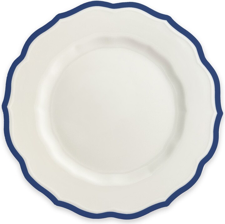 Caskata Stella Blue Scalloped Salad Plate - Porcelain - Set 4