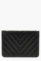 Thumbnail for your product : boohoo Chevron Quilt Zip Top Clutch