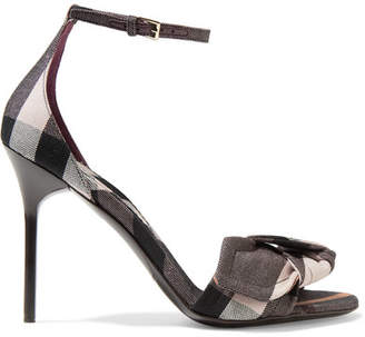 Burberry Bow-embellished Checked Canvas Sandals