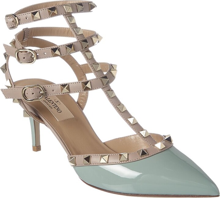 Valentino Rockstud Caged 65 Patent Ankle Strap Pump - ShopStyle
