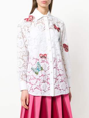 Valentino embroidered butterfly lace shirt