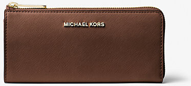 Michael Kors Jet Set Travel Large Saffiano Leather Quarter-zip Wallet In  Brown