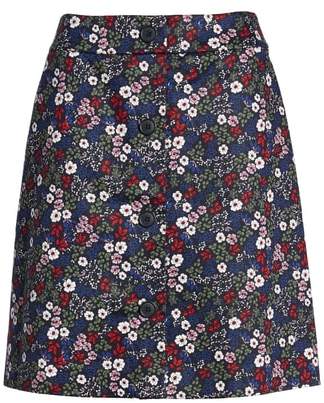 1901 Button Front Floral Skirt