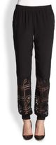 Thumbnail for your product : Rebecca Minkoff Hemmer Embroidered Open Work Silk Pants