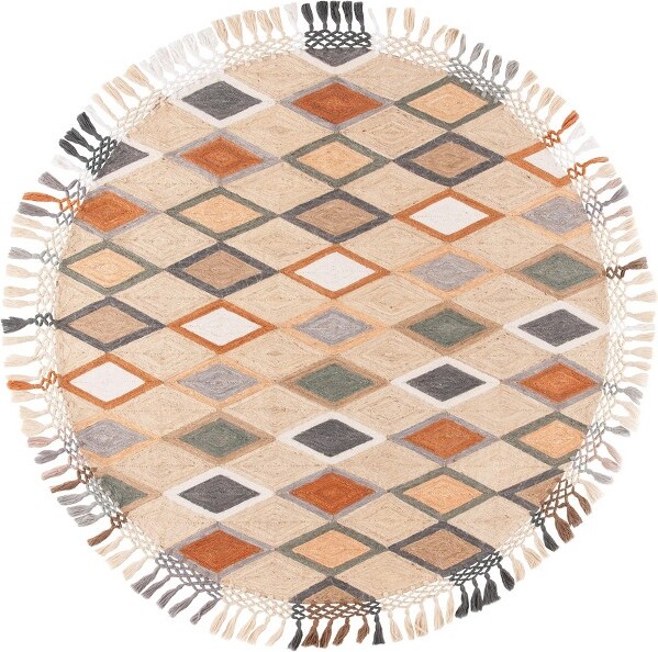 Safavieh SaharaSAH457HandTuftedIndoorAreaRug-Beige/Rust-6'Round