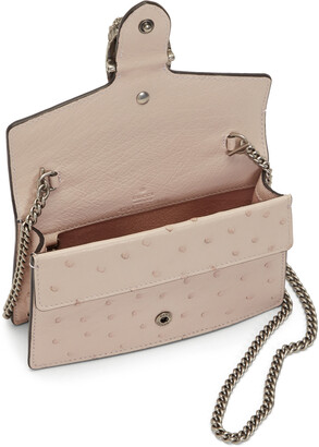 Gucci Pink Super Mini Ostrich Dionysus Wallet Chain Bag