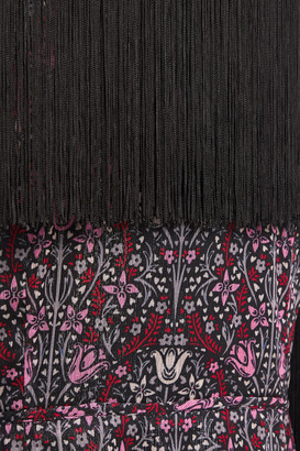 Anna Sui Fringed Metallic Printed Chiffon Maxi Wrap Dress