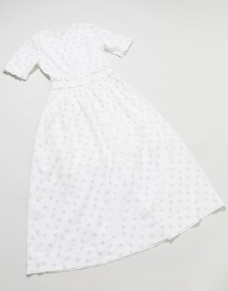 And other stories & floral print frill hem midi dress in white