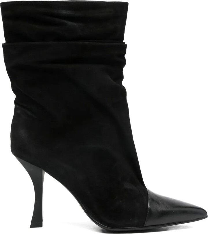 Marc Ellis 90mm Pointed-Toe Ruched Boots