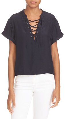 Frame Women's Lace-Up Silk Blouse