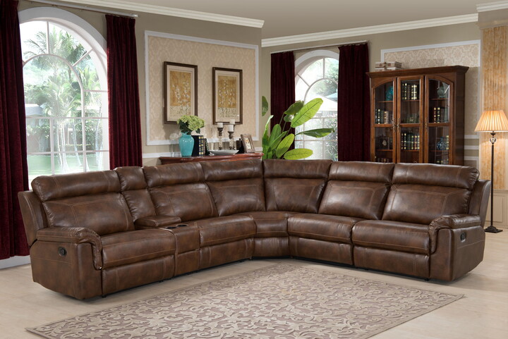 AC Pacific Clark 6 Piece Brown Reclining Living Room Sectional