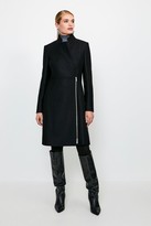 Thumbnail for your product : Karen Millen Italian Wool Blend Notch Neck Zip Front Coat
