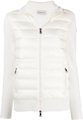 moncler quilted down & wool short cardigan