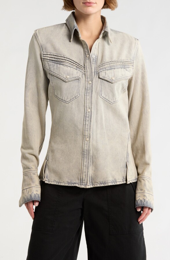 BOSS ORANGE Slim Fit Western Snap-Up Denim Shirt