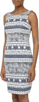 Thumbnail for your product : Muse Sleeveless Lace Contrast Sheath Dress, Denim/Ivory