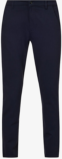 Mens Navy Brand-Patch Belt-Loop Regular-Fit Stretch-Denim Jeans 38