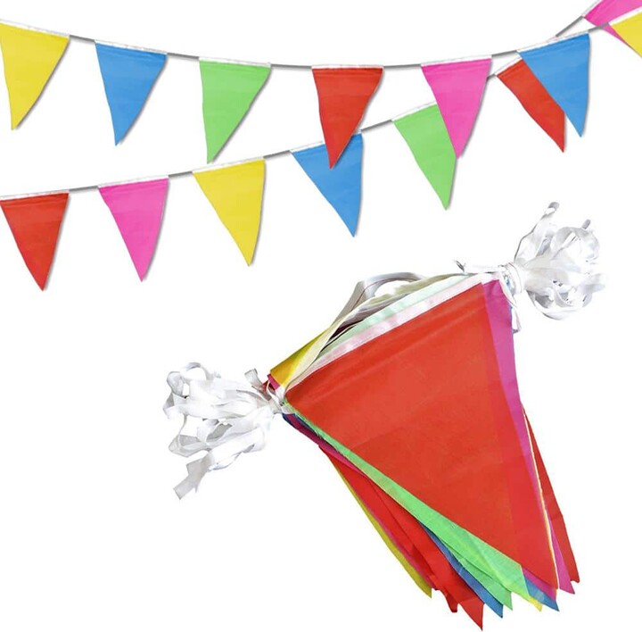 Novelty Place 8 in. x 11 in. Pennant Banner - 75 Multi-Color Bunting Flags