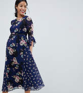 Thumbnail for your product : Little Mistress Maternity all over contrast printed midi skater tea dress