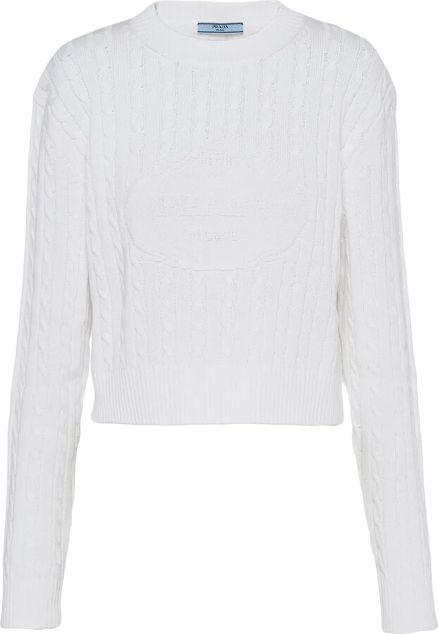 Prada Logo-Intarsia Cable-Knit Jumper
