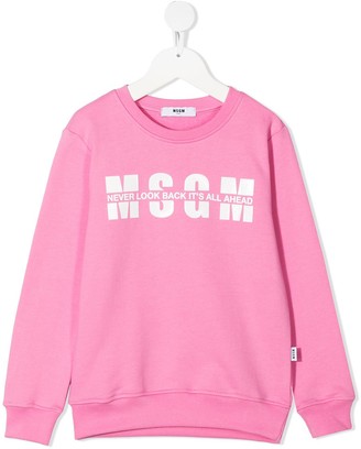 Msgm Kids Logo-Chest Cotton Sweatshirt