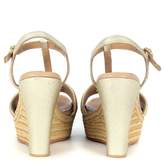 Thumbnail for your product : UGG Fitchie Wedge Sandal In Golden Leather And Beige Rafia