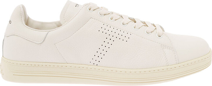 Tom Ford White Worrick Low-top Sneakers In Leather With Punch-hole Monogram  Logo Man - ShopStyle