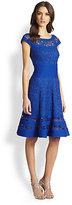Thumbnail for your product : Tadashi Shoji Lace-Inset Cap-Sleeve Pintucked Dress