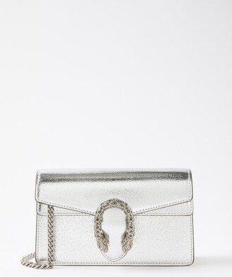 Gucci Dionysus Super Mini Leather Cross-body Bag - Silver