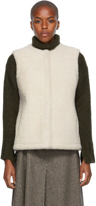 Yves Salomon Reversible Off-White Shearling & Leather Vest