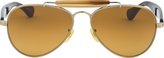 Thumbnail for your product : Oliver Peoples Stout Brown Teardrop Aviators