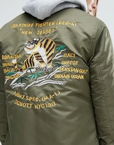 Thumbnail for your product : Schott Longline Bomber Jacket With Back Embroidery Detail