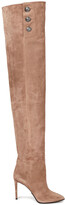 Thumbnail for your product : Balmain Button-detailed Suede Thigh Boots