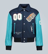 Thumbnail for your product : Off-White Leather-sleeved varsity jacket