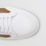 Thumbnail for your product : Burberry Check Detail Leather Sneakers