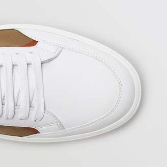 Burberry Check Detail Leather Sneakers